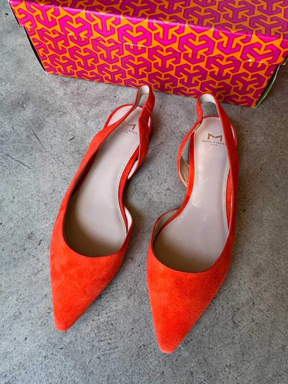 Marc Fisher Suede Pointed Slingback Flats